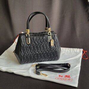 COACH Madison Twisted Leather Mini Satchel - BLACK